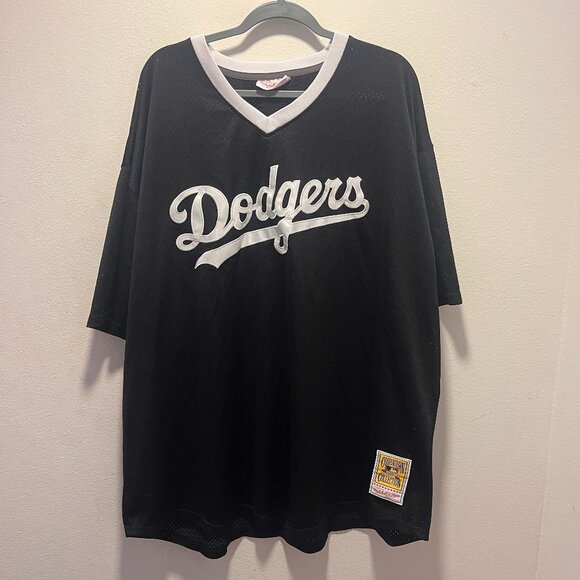 MITCHELL & NESS LA DODGERS BLACK V NECK MESH JERSEY MENS 3XL COOPERSTOWN - Picture 1 of 6